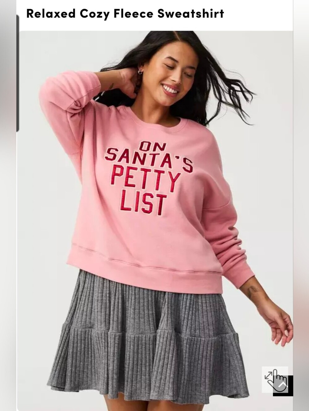 torrid Rose Pink Fleece Christmas Sweatshirt with Red Appliqué